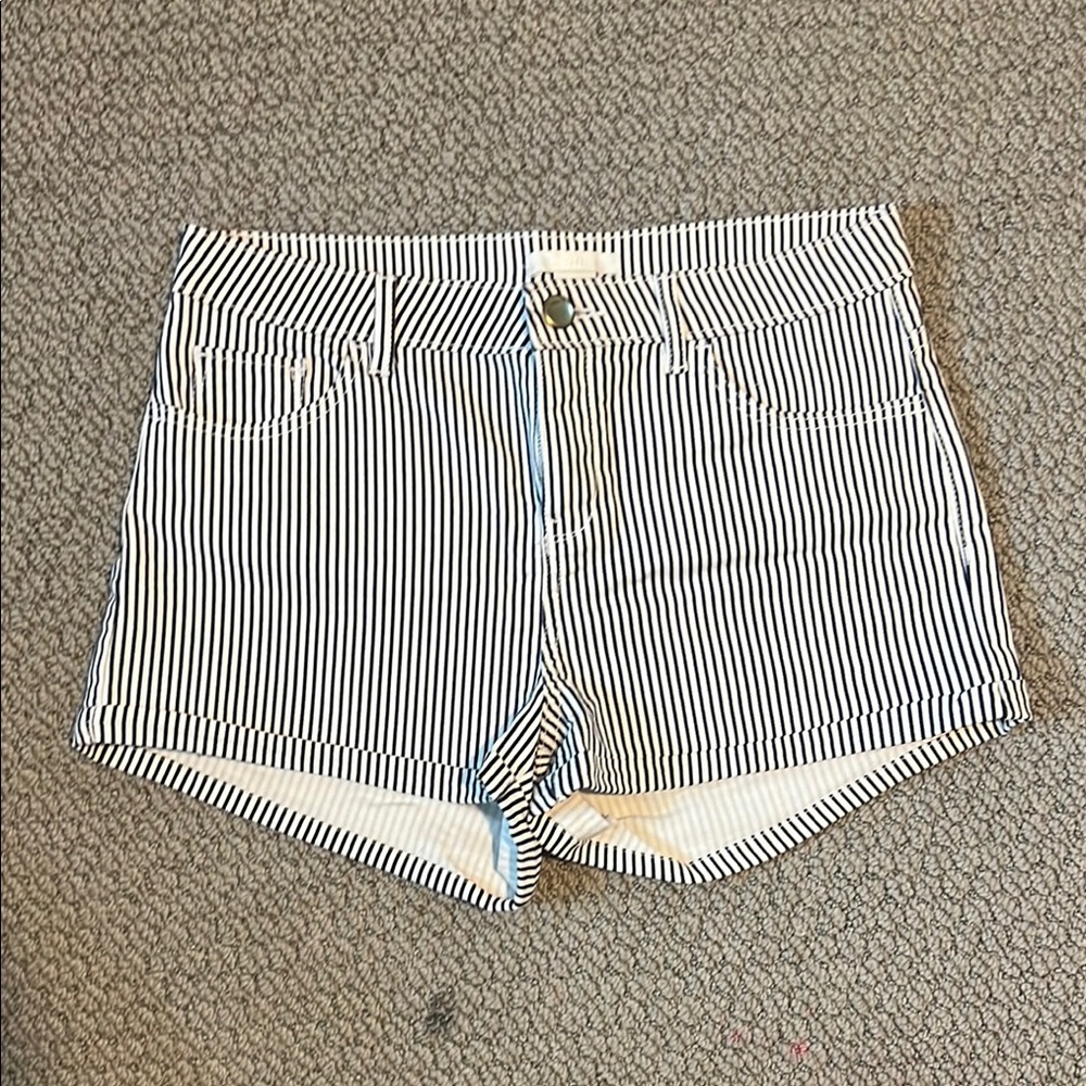 Striped Black and White Women's High Waisted Shorts